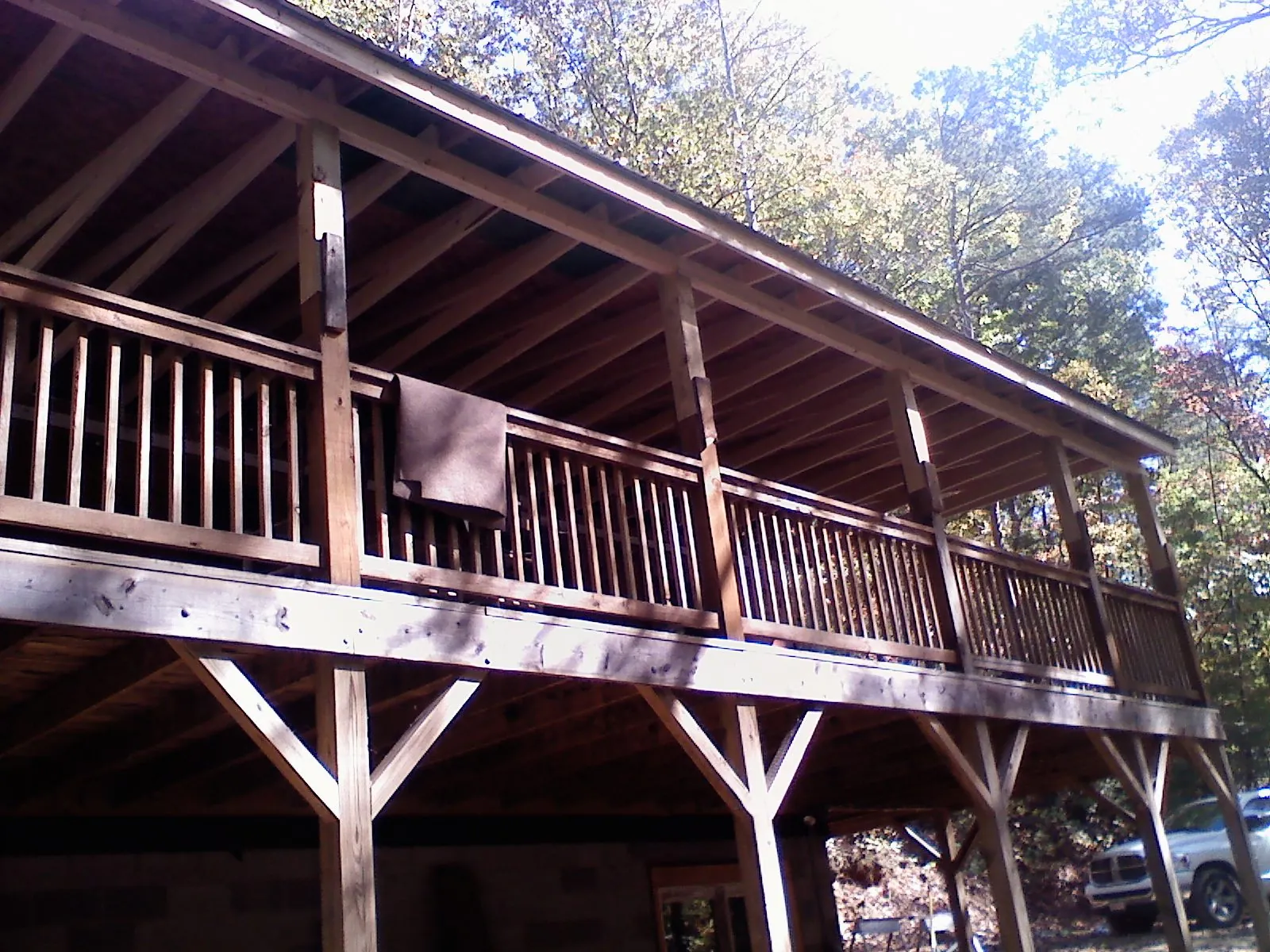 Timber framing under a new elevated porch and deck — Roof Leak Repair in Souderton by Roofing Brothers